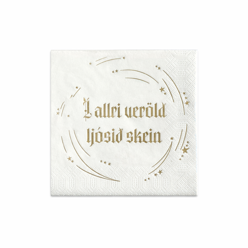 Icelandic Christmas Napkins - "The Light Shone Throughout the World"