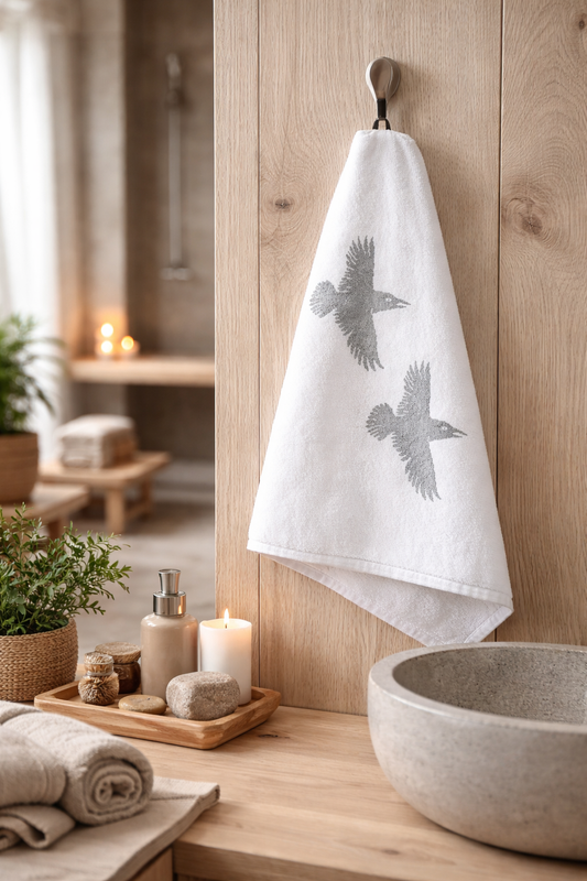 Towel Raven white small
