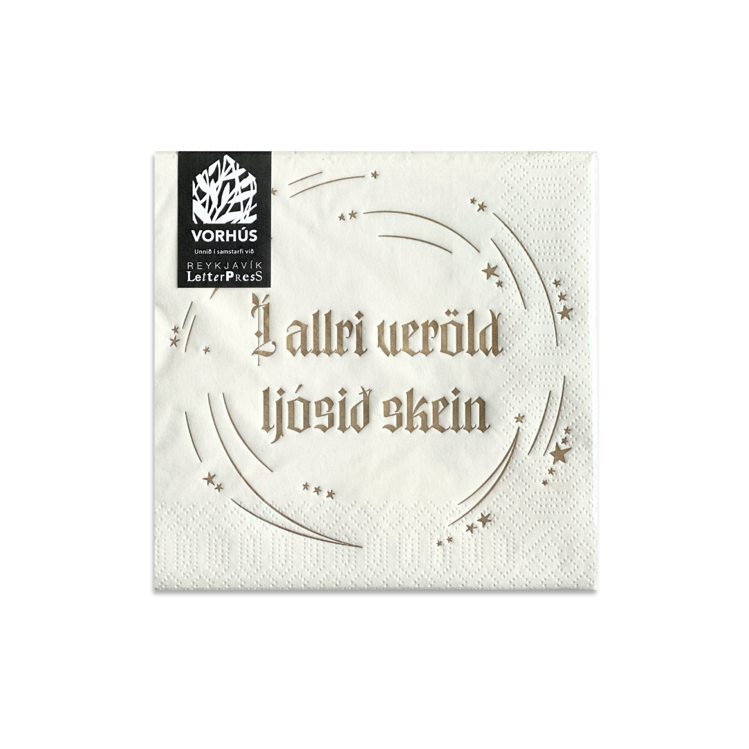 Icelandic Christmas Napkins - "The Light Shone Throughout the World"